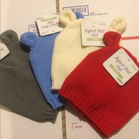 Four Infant Knit Hats - Picture 1 of 5